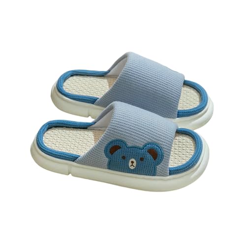 LUYYBDBG Hausschuhe Cartoon Tier Form Pantoffeln, Damen Vier Jahreszeiten Heim Bettwäsche Pantoffeln-blue-fit Größe-41-42 von LUYYBDBG