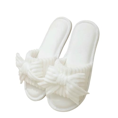 LUYYBDBG Hausschuhe Frauen Bug Dekor Plüsch Offener Memory Foam Fluffy Pantoffeln-elfenbein-38-39 von LUYYBDBG