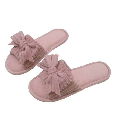 LUYYBDBG Hausschuhe Frauen Bug Dekor Plüsch Offener Memory Foam Fluffy Pantoffeln-rosa-40-41 von LUYYBDBG