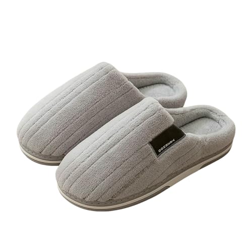LUYYBDBG Hausschuhe Frauen Für Männer Lässig Soft Bottom Home Slipper Pace Plevel Plush Pantoffeln Wärme Herbstherbstinterwinterflats-grau-48-49 von LUYYBDBG