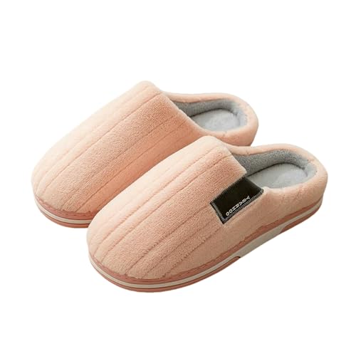 LUYYBDBG Hausschuhe Frauen Für Männer Lässig Soft Bottom Home Slipper Pace Plevel Plush Pantoffeln Wärme Herbstherbstinterwinterflats-rosa-48-49 von LUYYBDBG