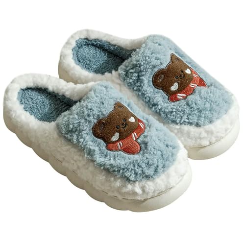 LUYYBDBG Hausschuhe Frauen Männer Innenhause Dicker Sohle Plüsch Süße Cartoon -hausschuhe Für Winter Im Innenbereich Und Freien Freien-grau-36-37 von LUYYBDBG