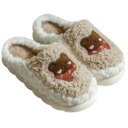 LUYYBDBG Hausschuhe Frauen Männer Innenhause Dicker Sohle Plüsch Süße Cartoon -hausschuhe Für Winter Im Innenbereich Und Freien Freien-kaffee-36-37 von LUYYBDBG