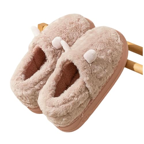 LUYYBDBG Hausschuhe Frauen Winter Warm Warmes Weiches Plüschhaus Pantoffeln Süße Flauschige Kunstkaninchenfell -baumwollschuhe Frau Dicke Sohle Non Slip Innenschuhe-rosa-38-39 von LUYYBDBG