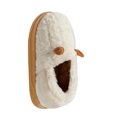 LUYYBDBG Hausschuhe Frauen Winter Warm Warmes Weiches Plüschhaus Pantoffeln Süße Flauschige Kunstkaninchenfell -baumwollschuhe Frau Dicke Sohle Non Slip Innenschuhe-weiß-38-39 von LUYYBDBG