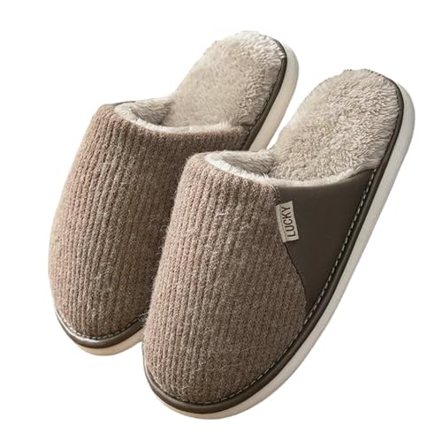 LUYYBDBG Hausschuhe Großgröße Baumwollruhrschuhe Männliche Herbst- Und Winterhäuser Paar Plüsch Warm Warmer Schritt Auf Die Scheiße Feeling Found Stille Non-slip-braun-39-40 LUYYBDBG Hausschuhe Großgröße Baumwollruhrschuhe Männliche Herbst- Und Winterhäuser Paar Plüsch Warm Warmer Schritt Auf Die Scheiße Feeling Found Stille Non-slip-braun-39-40 von LUYYBDBG
