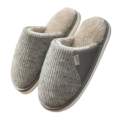 LUYYBDBG Hausschuhe Großgröße Baumwollruhrschuhe Männliche Herbst- Und Winterhäuser Paar Plüsch Warm Warmer Schritt Auf Die Scheiße Feeling Found Stille Non-slip-grau-43-44 LUYYBDBG Hausschuhe Großgröße Baumwollruhrschuhe Männliche Herbst- Und Winterhäuser Paar Plüsch Warm Warmer Schritt Auf Die Scheiße Feeling Found Stille Non-slip-grau-43-44 von LUYYBDBG