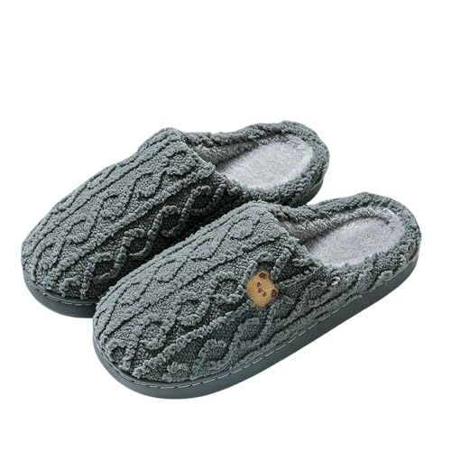 LUYYBDBG Hausschuhe Haus Slipper Wolke Womens Cartoon Bär Flip Flops Winter Warm Warmes Plüsch Home Schuhe Lässig Flach Lustige Fuzzy Weibliche Folien-grau-38-39 von LUYYBDBG