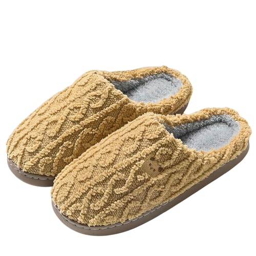 LUYYBDBG Hausschuhe Haus Slipper Wolke Womens Cartoon Bär Flip Flops Winter Warm Warmes Plüsch Home Schuhe Lässig Flach Lustige Fuzzy Weibliche Folien-kaffee-36-37 von LUYYBDBG