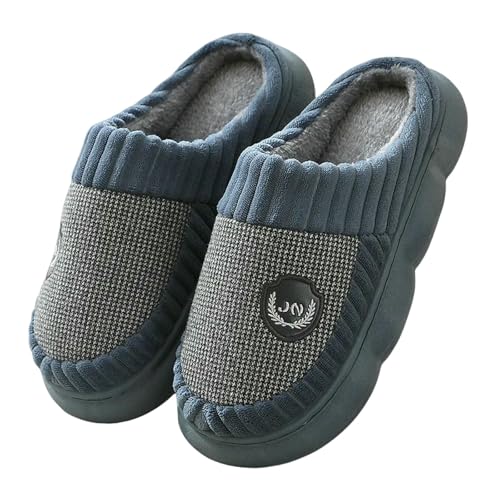 LUYYBDBG Hausschuhe Herren Pluspar-hausschuhe Winter Baumwollschuhe Innenschuhe Mann Warme Plüsch Pantoffeln Nicht-rutsch-slipper Dicker Slipper-blau-44-45 von LUYYBDBG