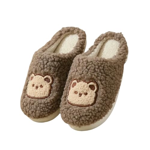 LUYYBDBG Hausschuhe Home Slipper Wolke Womens Cartoon Bär Flip Flops Winter Warm Warmes Plüsch Im Innenhaus Haushalt Lässige Flache Entzückende Weibliche Folien-kaffee-36-37 von LUYYBDBG