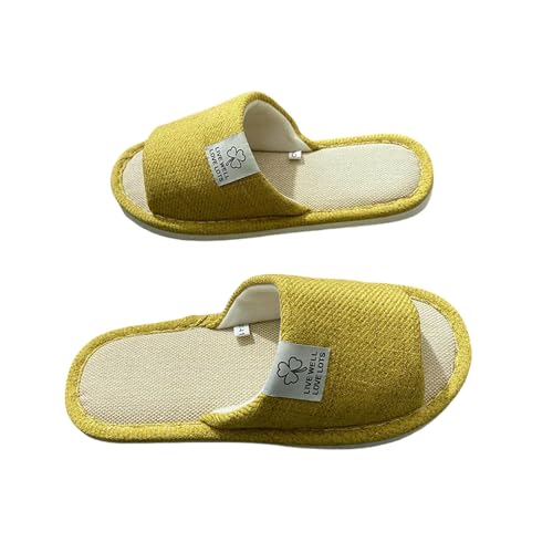 LUYYBDBG Hausschuhe Männer Bettwäsche Pantoffeln Atmungsaktive Open-toe Rutschfeste Hausschuhe-gelb-36-37 von LUYYBDBG
