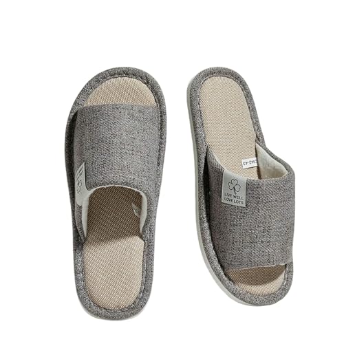 LUYYBDBG Hausschuhe Männer Bettwäsche Pantoffeln Atmungsaktive Open-toe Rutschfeste Hausschuhe-grau-38-39 von LUYYBDBG