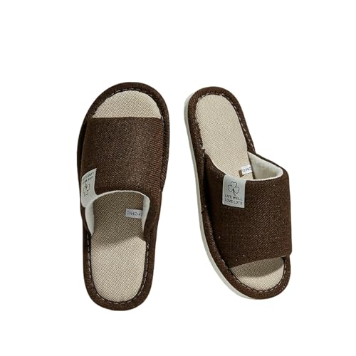 LUYYBDBG Hausschuhe Männer Bettwäsche Pantoffeln Atmungsaktive Open-toe Rutschfeste Hausschuhe-kaffee-38-39 von LUYYBDBG