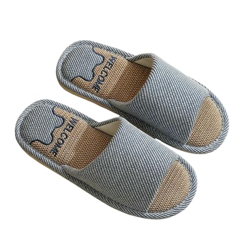 LUYYBDBG Hausschuhe Paare Zuhause Baumwolle Wäsche Pantoffeln Frauen Innenzimmer Weiche Rutschen Bequeme Männer Haus Schuhe Rutschfeste Atmungsaktive Wohnungen-b-marine-40-41(eur 39-40) von LUYYBDBG