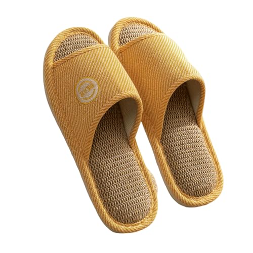LUYYBDBG Hausschuhe Paare Zuhause Baumwolle Wäsche Pantoffeln Frauen Innenzimmer Weiche Rutschen Bequeme Männer Haus Schuhe Rutschfeste Atmungsaktive Wohnungen-c-gelb-38-39(eur 37-38) von LUYYBDBG