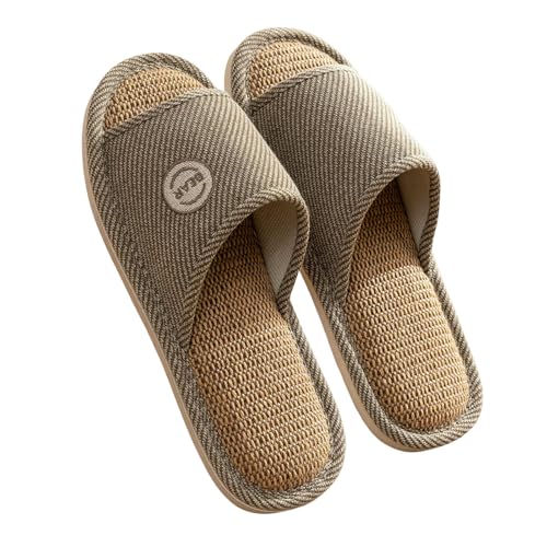 LUYYBDBG Hausschuhe Paare Zuhause Baumwolle Wäsche Pantoffeln Frauen Innenzimmer Weiche Rutschen Bequeme Männer Haus Schuhe Rutschfeste Atmungsaktive Wohnungen-c-kaffee-40-41(eur 39-40) von LUYYBDBG