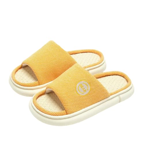 LUYYBDBG Hausschuhe Paare Zuhause Baumwolle Wäsche Pantoffeln Frauen Innenzimmer Weiche Rutschen Bequeme Männer Haus Schuhe Rutschfeste Atmungsaktive Wohnungen-gelb-42-43(eur 41-42) von LUYYBDBG