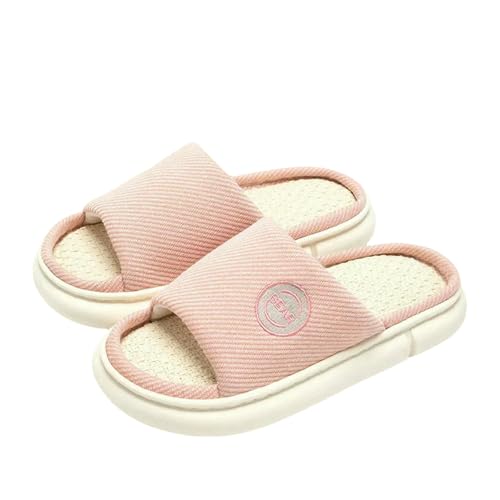LUYYBDBG Hausschuhe Paare Zuhause Baumwolle Wäsche Pantoffeln Frauen Innenzimmer Weiche Rutschen Bequeme Männer Haus Schuhe Rutschfeste Atmungsaktive Wohnungen-rosa-44-45(eur 43-44) von LUYYBDBG