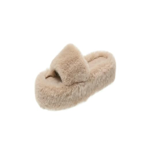 LUYYBDBG Hausschuhe Tochter Ein Wort Dicke Sohle Warm Plus Samt Zuhause Frauen Schuhe Plüsch Offene Zehe Baumwolle Pantoffeln-khaki-42 LUYYBDBG Hausschuhe Tochter Ein Wort Dicke Sohle Warm Plus Samt Zuhause Frauen Schuhe Plüsch Offene Zehe Baumwolle Pantoffeln-khaki-42 von LUYYBDBG