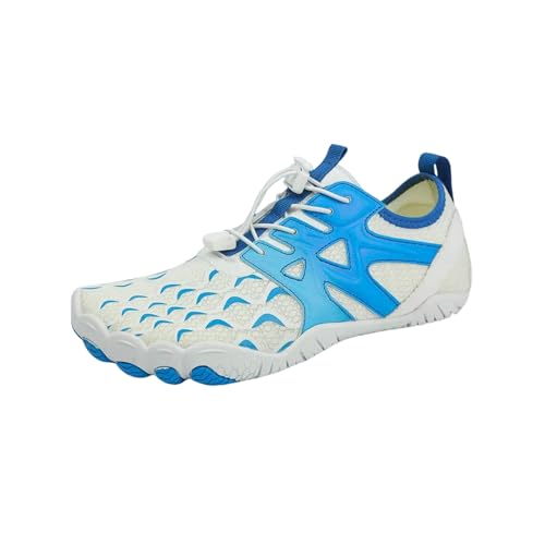 LUYYBDBG barfuß-Schuhe Wasserschuhe Männer Frauen Farbenfrohe Schnelle Trockene Nicht-rutsch-fingerschuhe Im Freien Schwimmen Barfuß Aqua Schuhe Sommer-sneaker-y818-whiteblue-38 von LUYYBDBG