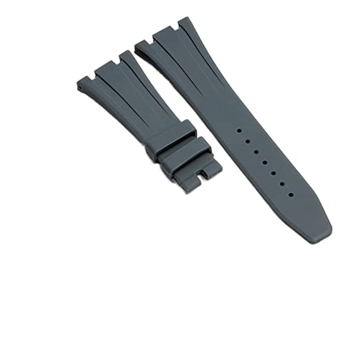 LUZAOQ CAREG Uhrenband Kompatibel mit Audemars Piguet Natürliche Weichgummi Silikonstahl Faltschnalle Watch Accessorie Mann Strap Durable(3-Gray,27MM_WITHOUT BUCKLE) von LUZAOQ