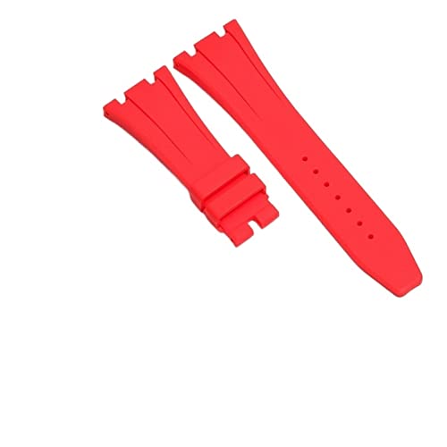 LUZAOQ CAREG Uhrenband Kompatibel mit Audemars Piguet Natürliche Weichgummi Silikonstahl Faltschnalle Watch Accessorie Mann Strap Durable(5-Red,27MM_WITHOUT BUCKLE) von LUZAOQ