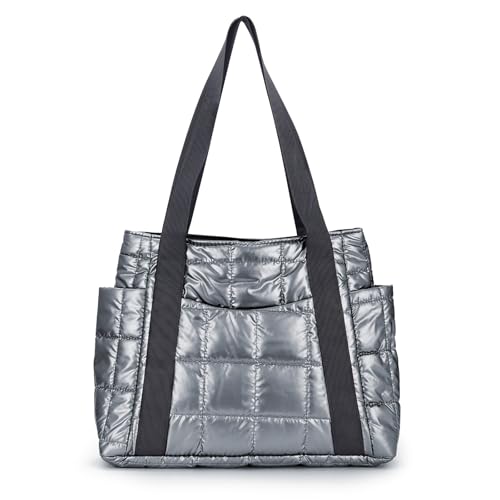 LUZGAT Gestickte Tragetasche für Frauen Puffer Hobo Handtasche Leichte gesteppte Polsterung Umhängetasche Nylon Handtasche Geldbörsen von LUZGAT