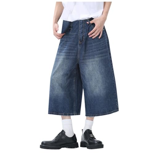 Herrenhose Kurze Jeans Shorts 3/4 Baggy Jorts Y2K Denim-Shorts Jungs Hip Hop Jeansshorts Weitem Bein Bermudashorts Übergröße Cargohose Locker Caprijeans Baumwolle von LUZOUCHE