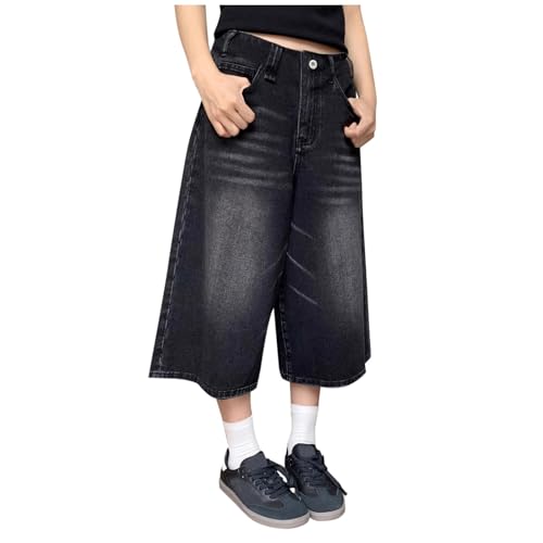 Herrenhose Kurze Jeans Shorts 3/4 Baggy Jorts Y2K Denim-Shorts Jungs Hip Hop Jeansshorts Weitem Bein Bermudashorts Übergröße Cargohose Locker Caprijeans Baumwolle von LUZOUCHE