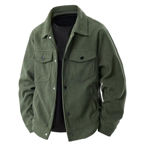 LUZOUCHE Übergangsjacke Cordjacke Herren Übergröße Arbeitsjacke mit Taschen Herbstjacke Baggy Sportjacke Winterjacke Modische Revers Bomberjacke Langarm Outdoorjacke Hemdjacke von LUZOUCHE