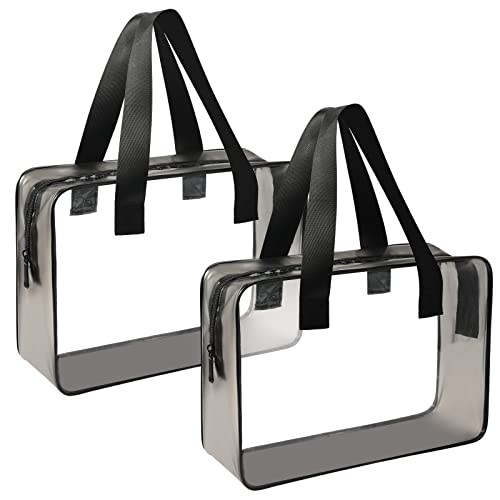 LUZWAY Kulturbeutel Transparent 2 Stück, Kulturbeutel durchsichtig Flugzeug Beutel Transparenter Kulturbeutel, PVC Kosmetiktasche Wasserdicht für Männer Frauen(2pcs-Tragetasche) von LUZWAY