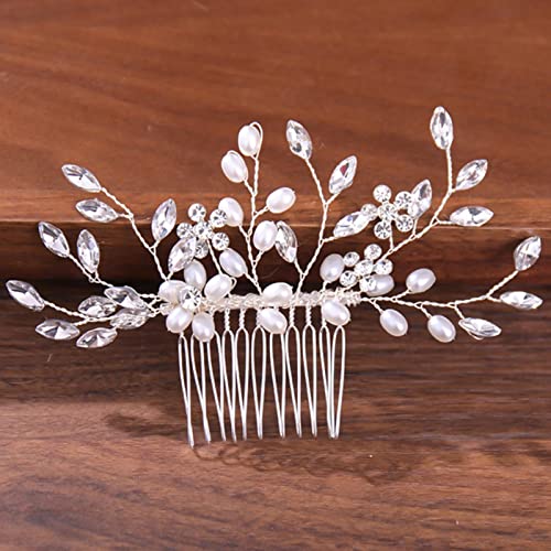 Haarschmuck, Tiara, Hochzeitskrone, Kristallperle, Strass, Hochzeit, Haarkämme, Haarschmuck for Frauen, Braut-Haarschmuck, Schmuck, Braut-Kopfschmuck, Haarkamm, Silber von LUbrel