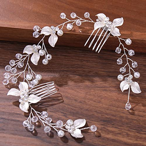 Haarschmuck, Tiara, Hochzeitskrone, Kristallperle, Strass, Hochzeit, Haarkämme, Haarschmuck for Frauen, Braut-Haarschmuck, Schmuck, Braut-Kopfschmuck, Haarkamm, Silber von LUbrel