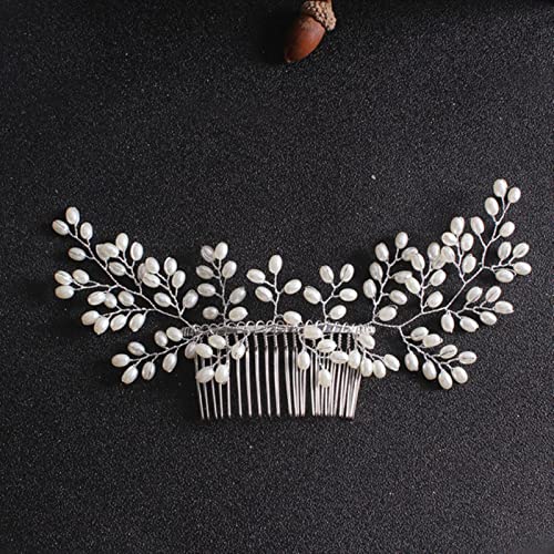 Haarschmuck, Tiara, Hochzeitskrone, blinkende Ornamente, Strass, Perlen, Braut-Haarspange, Zubehör, Schmuck, Hochzeit, eleganter Kristall, Braut-Haarkamm, Kopfbedeckung-B-6 (Color : D 1) von LUbrel