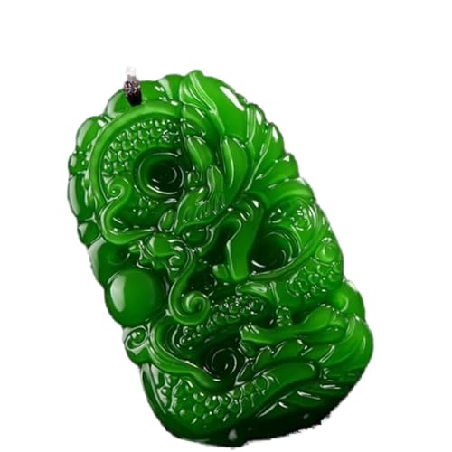 LUbrel Jade-Halskette for Damen, natürliche grüne handgeschnitzte Sternzeichen-Drachen-Jade-Anhänger, Modeschmuck, Herren- und Damen-Sternzeichen-Drachen-Halskette (Gem Color: 3) (Size : 3) von LUbrel