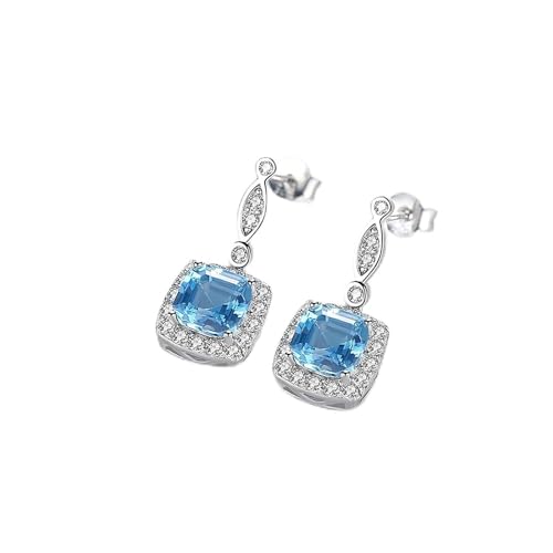 LUbrel Ohrringe for Frauen, Ohrringe, Tropfenohrringe aus massivem 925er-Sterlingsilber for Frauen, himmelblauer Topas-Edelstein, feiner Schmuck, Weihnachtsfeier-Geschenk von LUbrel