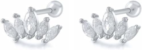 Ohrstecker for Damen, Ohrringe, 1 Paar, 925er Sterlingsilber, Ohrstecker, Kristall-Zirkon-Piercing-Ohrringe for Damen, Ohrknochen, Schmuck, Anhänger (Color : E2, Size : A) von LUbrel