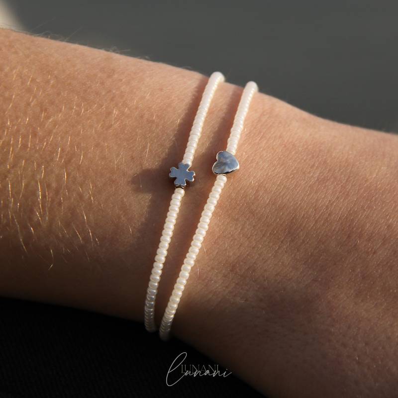 Armband Herz Perlmutt-Silber von LUbyNatalie