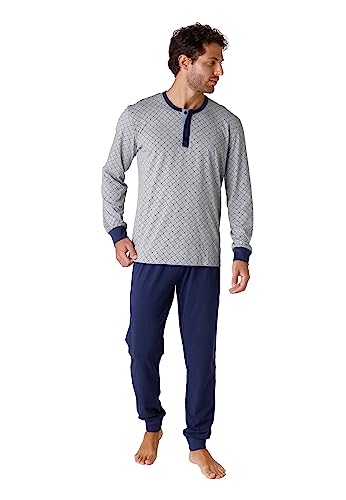 LVB Pyjama-Set Länger mit Serafino-Ausschnitt und Bündchen Jersey 145 gr Herren , Grau , S von LVB