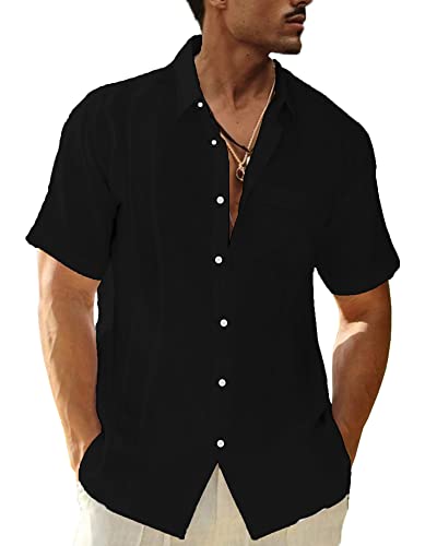 LVCBL Casual Shirts Herren Langarm Stand Kragen Shirt Sammeln Schwarz XL von LVCBL