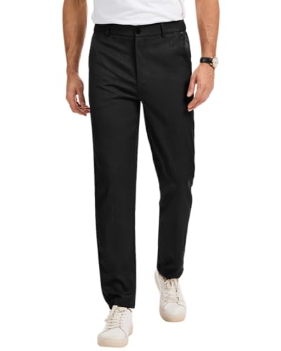 LVCBL Chino Hosen Herren Baumwolle Stretchhose Männer Arbeitshose mit Taschen Business Schwarz M von LVCBL
