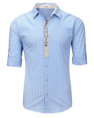 LVCBL Hemd Herren Oktoberfest Trachtenhemd Kariertes Langarmhemd Freizeithemd Hellblau 2XL LVCBL Hemd Herren Oktoberfest Trachtenhemd Kariertes Langarmhemd Freizeithemd Hellblau 2XL von LVCBL
