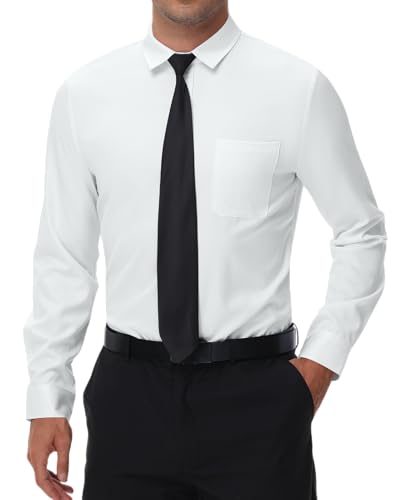 LVCBL Hemd Weiss Herren Herren Langarm Unifarben Stretch Freizeithemden Businesshemd Anzug Hemd Weiß 3XL von LVCBL