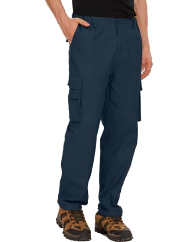 LVCBL Herren Cargo Hose Baumwolle Outdoor Hose Casual Freizeithose Marine 2XL von LVCBL