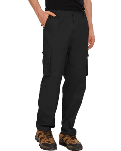 LVCBL Herren Cargohose aus Baumwolle Regular Fit Hose Outdoorhose Freizeithose Schwarz M von LVCBL