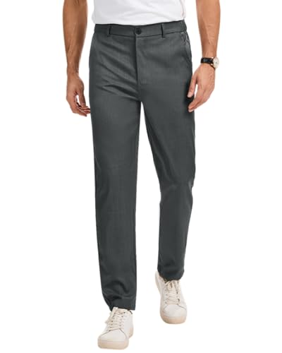 LVCBL Herren Chinohose Slim Fit Stretch Baumwolle Freizeithose Business Passform Hosen Grau 2XL von LVCBL