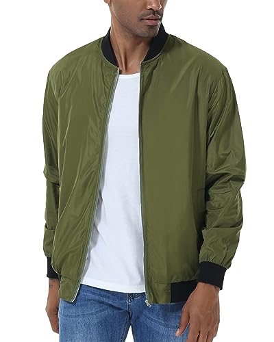 LVCBL Herren-Jacken Bomberjacke Leichte Blouson Übergangsjacke Freizeitjacke Armee grün 3XL von LVCBL