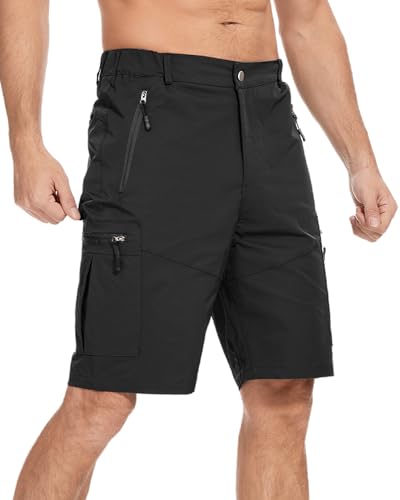 LVCBL Herren Kurze Hosen Cargo Shorts Herren Sommer Wandershorts mit Multi Taschen Schwarz 3XL von LVCBL