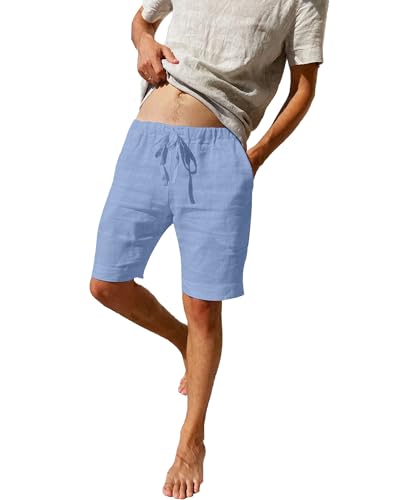 LVCBL Herren Loose Shorts Casual Classic Fit Short Sommer Hellblau XL von LVCBL